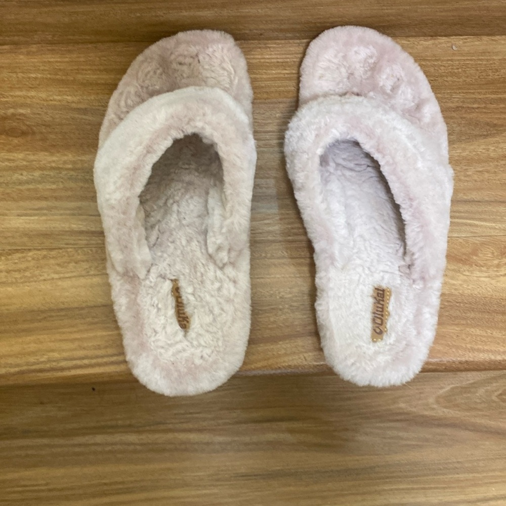 Olu Kai Kipe'a Heu Shearling Flip Flop Slippers in Pink Clay Size 11 - Picture 3 of 11
